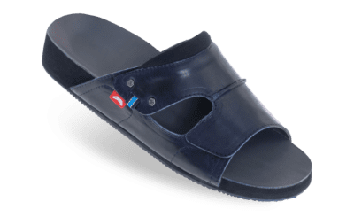 Blauw leer
